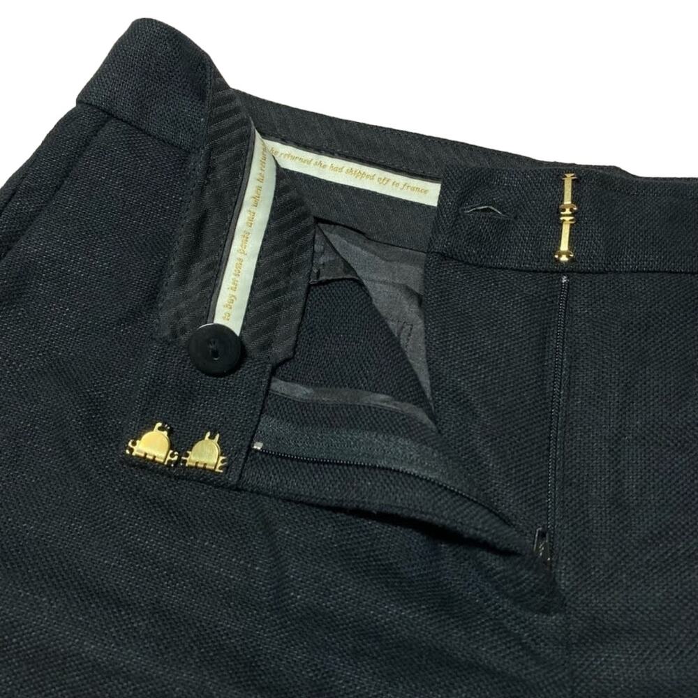 Kate Spade NY Black Linen White Geometric Embroidered Tailored Shorts Sz 2 NWOT - Picture 9 of 11